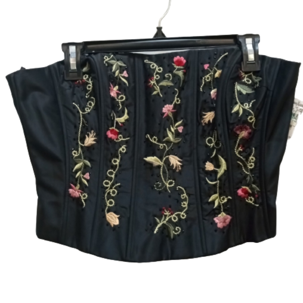 NWT Rickie Freeman for Teri Jon Embroidered Cropped Corset Top